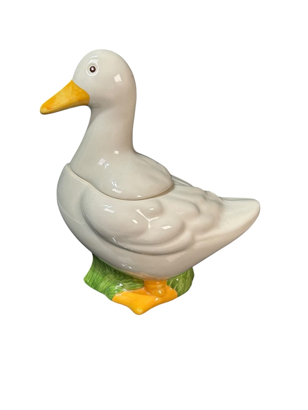 Metlox White Duck Goose Cookie Jar USA Vintage Cottagecore Farmhouse Ceramic